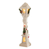 Christmas Glowing Ornament Street Light Wood for Bedroom Festival Office white