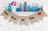 Maxbell Rustic Wedding Burlap Bunting Banner "Here Comes The Bride"+Mr & Mrs Cake Topper