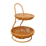 Imitation Rattan Woven Fruit Basket Decor for Kitchen Restaurant Dining Room Two layers