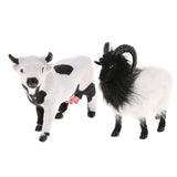 Maxbell 2pcs Lifelike Goat&Cow Statue Indoor Outdoor Garden Decor Ornament Figure
