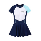 Maxbell Women Swimsuit Quick Dry Zip up Swim Dress for Traveling Water Sports Summer L