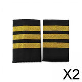 Maxbell 2xAirline Epaulets Traditional with Gold Stripes Officer Shoulder Boards three bars