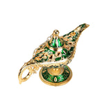 Statue Genie Lamp Table Home Halloween Decoration Collectible Washing Lights Aureate Green
