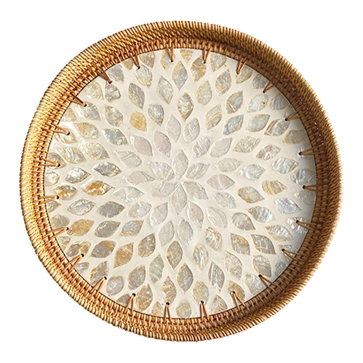 Maxbell Rattan Serving Basket Bamboo Dried Fruit Storage Tray for Bread Fruit Snacks Gold