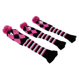 Maxbell Set of 3 Golf Pom Pom Headcover Driver Fairway Woods Head Covers Pink - Aladdin Shoppers