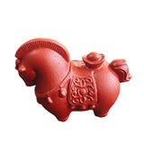Horse Figurine Home Decor Photo Props Ceramic Tea Pet for Hotel Cafe Shelves Red