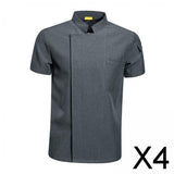Maxbell 4xChef Coat Short Sleeve chef Jacket for Restaurant Bakery Grey M