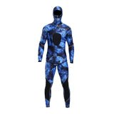 Maxbell Stretchy Men Wetsuit Diving Suit Thermal Top Bib Pants Set Blue L