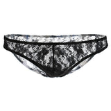 Maxbell Sexy Mens Low-rise Transparent Panties Lace Hipsters G-String L Black - Aladdin Shoppers