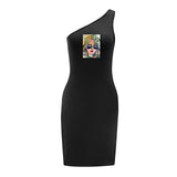 Maxbell Maxbell Women's Cold Shoulder Dress Spring Mini Dress for Vacation Daily Wear Travel M