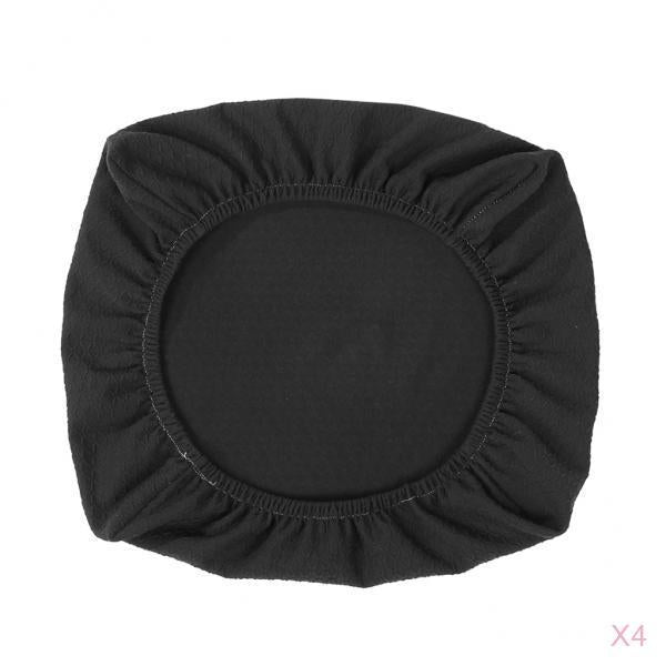 Maxbell 4PCS Jacquard Polyester Stretch Wedding Dining Chair Seat Cover Black_L