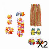 Maxbell 2xhawaiian Skirt Costume Set Fancy Dress Luau National Dress Cosplay 60cm Multicolor