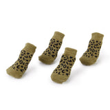 Maxbell Maxbell Leopard Print Pattern Pet Dog Puppy Cat Non-slip Socks with Cute Paw Prints XL