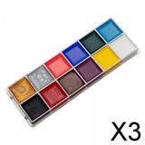 Maxbell 3xFace Body Paint Painting Palette Supplies for Halloween Fancy Dress Festival