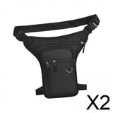 Maxbell 2xMotorcycle Drop Leg Bag for Men Women Lightweight Waterproof PU Material Black