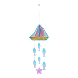 Maxbell Glass Sea Wind Chime Windbell Outdoor Housewarming Hanging Windchime Pendant Boat 18.2x62.5cm