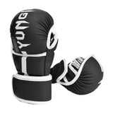 Boxing Gloves Exercise Training Sparring Gloves for Grappling Sanda Sparring Black White L