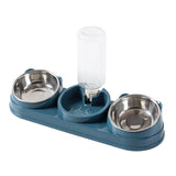 Maxbell Triple Cat Bowls 15°tilted Cat Food Water Bowl for Hamster Small Dogs Kitten dark blue
