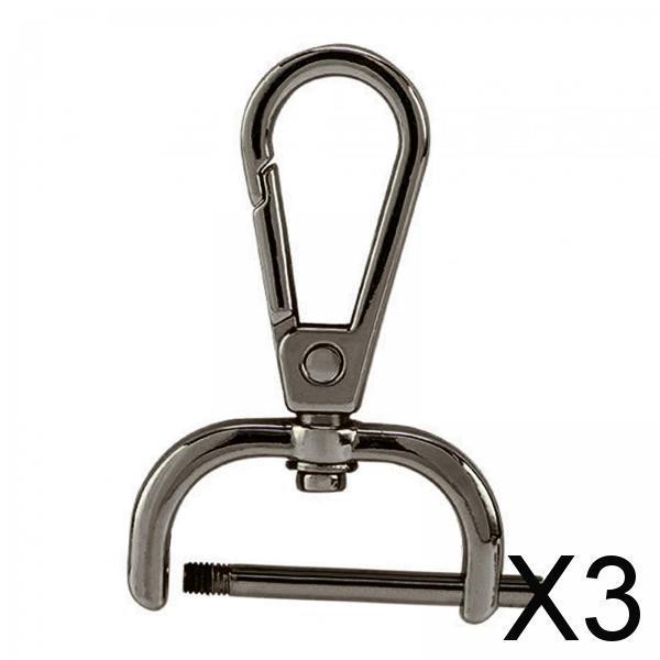 Maxbell 3xSwivel Snap Hooks Replacement DIY Crafts Trigger Clips Swivel Lobster Clasps 25mm Black