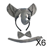 Maxbell 6xElephant Costume 3Pcs Animal Costume for Party Favors Festival Supplies Kids