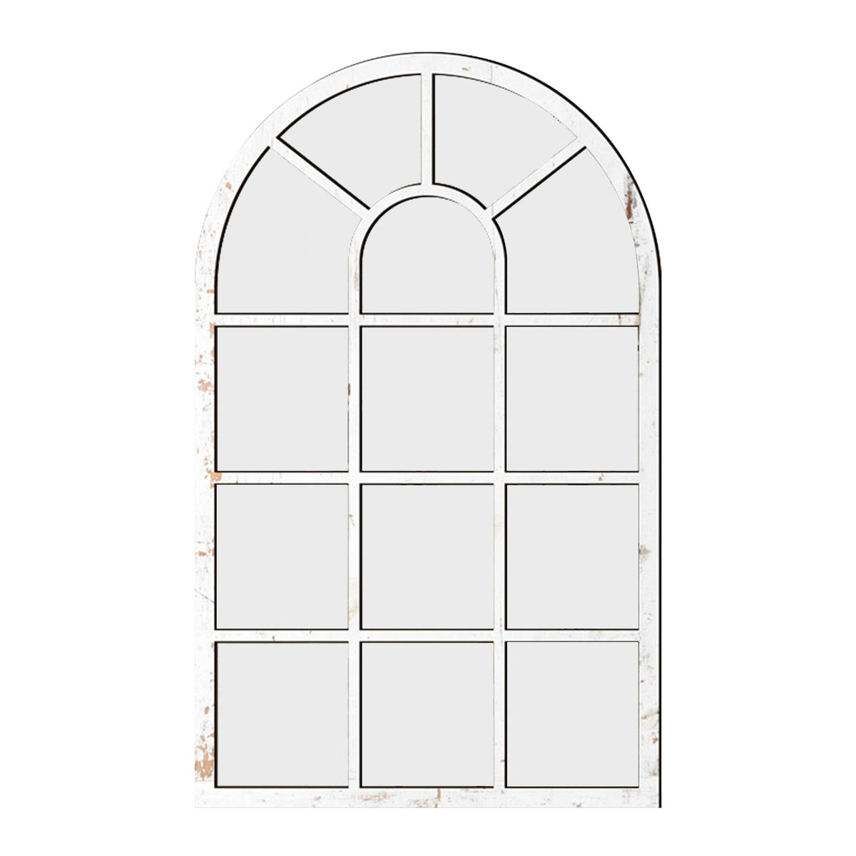 Maxbell Arched Window Wall Mirror Windowpane Arch Mirror for Vanity Bedroom Bathroom White