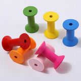 Maxbell Maxbell 20pcs Handmade Wooden Cylindrical Bobbins Empty Thread Spools Colorful Lot