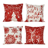 4Pcs Christmas Throw Pillow Cover Soft Pillowcase for Cafe Couch Living Room