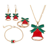 Maxbell Christmas Jewelry Set Necklace Rings Bracelets Earring Decors Bell