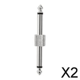 Maxbell 2x6.35 mm 1/4 Jack Plug Male to Male Guitar Coupler Adapter Connector Silver