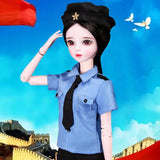 Maxbell Stylish 1/3 BJD Doll Clothes Policewoman Uniform - Shirt Skirt Cap Outfits For Night Lolita BJD Fashion Girl Doll - Aladdin Shoppers