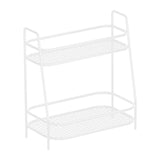 Maxbell 2 Tier Spice Storage Rack Mesh Design Office Rustproof Kitchen Counter Shelf White