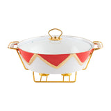 Maxbell Round Chafing Dish Large Capacity Multiuse for Dining Table Festival Wedding red