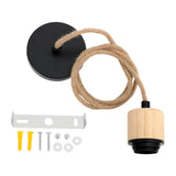 Maxbell Pendant Light Cord E27 Socket Hanging Light Cord for Living Room Bar Kitchen Wood Black