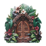 Maxbell Miniature Fairy Garden Door Wooden Garden Statue for Outdoor Lawn Decoration Green Leaf