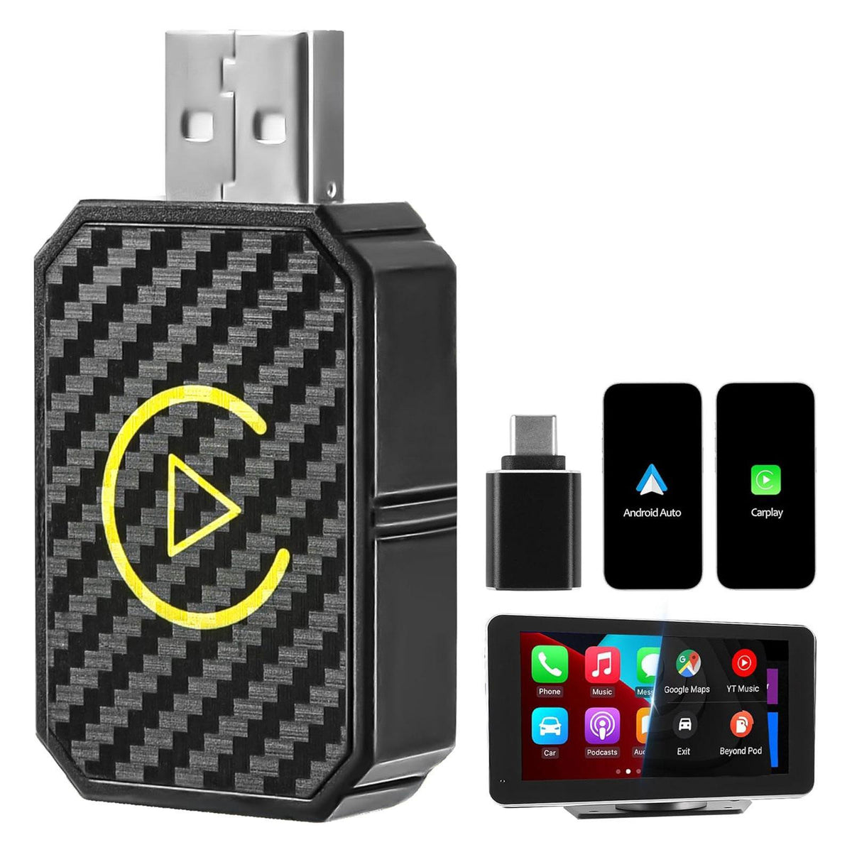 Maxbell Wireless Carplay Adapter Type C Simple Operate Car Dongle for Auto Car Phone
