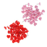 Maxbell 100 Pieces Heart Shape Push Pins Drawing Pins Office Thumbtack Red Pink