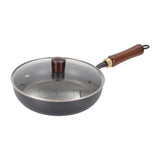 Maxbell Iron Wok Frying Pot Cookware Suitable for All Stoves No Coating Stir Fry Pan Diameter 28cm With Lid