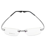 Maxbell Maxbell Lightweight Memory Metal Rimless Glasses Eyeglasses Spectacles Frame Black