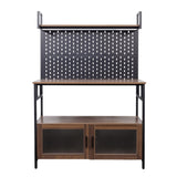 Kitchen Bakers Rack with Door, Microwave Oven Stand, Utility Storage Shelf,