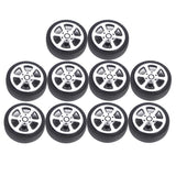 Maxbell Maxbell On Road Wheel Rims & Rubber Tires 30mm Hubs For RC Hobby Car, Pack of 10