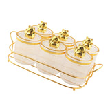 Maxbell Sugar Jars 6 Grids with Tray Multifunctional for Dining Room Wedding Kitchen Transparent Gold