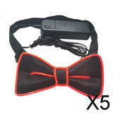 Maxbell 5xLight up Bow Tie Gifts Wedding Neon Bowtie for Fashion Show Bars Cosplay Red