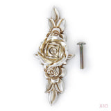 Maxbell 10x Antique Silver Rose Cabinet Drawer Bin Closet Door knobs Handles Length103mm