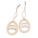 Maxbell 2x10pcs Laser Cut Happy Easter Egg Wooden Embellishment with String