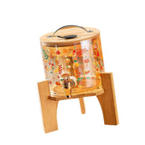 Maxbell Beverage Dispenser 2.6L Wood Stand Water Pitcher for Birthday Holiday bamboo lid