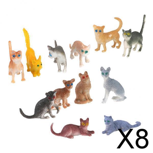Maxbell 8xPlastic Small Cat Figures Simulation Moulds Kids Toy Colorful 12PCS
