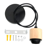 Maxbell Wood Pendant Light Cord E27 Socket Pendant Lamp Fitting for Bar Bedroom Cafe Wood Black