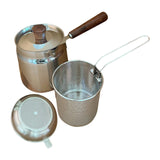 Maxbell Oil Strainer Pot and Lid Stainless Steel Frying Pot for Camping Frying Party with Filter Basket