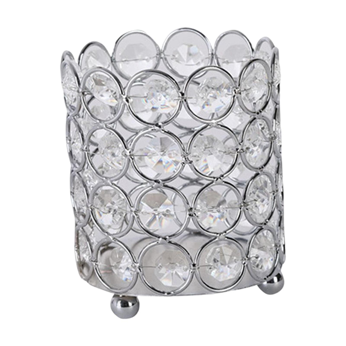 Maxbell Crystal Makeup Brush Holder Portable Candle Holders for Bedroom Home Decor M Argent