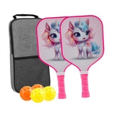 Kids Pickleball Paddles Birthday Gift Play Professional Portable Fun 4 Balls Pink